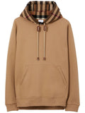 Burberry Check Trim Hooded Sweatshirt Camel Brown