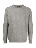 RALPH LAUREN Cable-Knit Wool-Cashmere Sweater Fawn Grey Heather