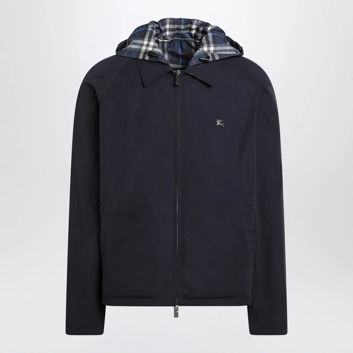 Burberry - Blue reversible cotton jacket with Check pattern