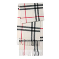 Burberry Unisex Wool Scarf, Classic Check Tassel, Ivory