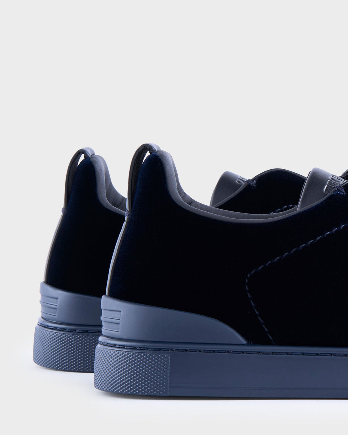 Midnight Blue Velvet Triple Stitch Sneakers