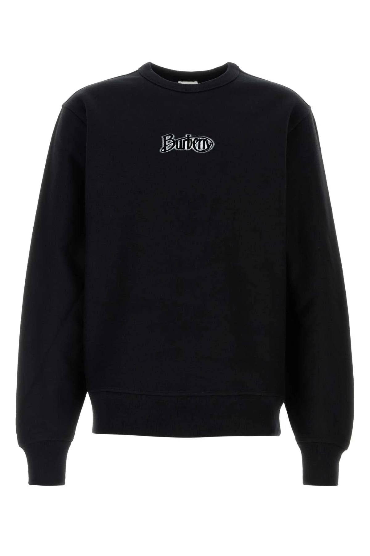 Burberry Logo-Embroidered Cotton Blend Sweatshirt — Black